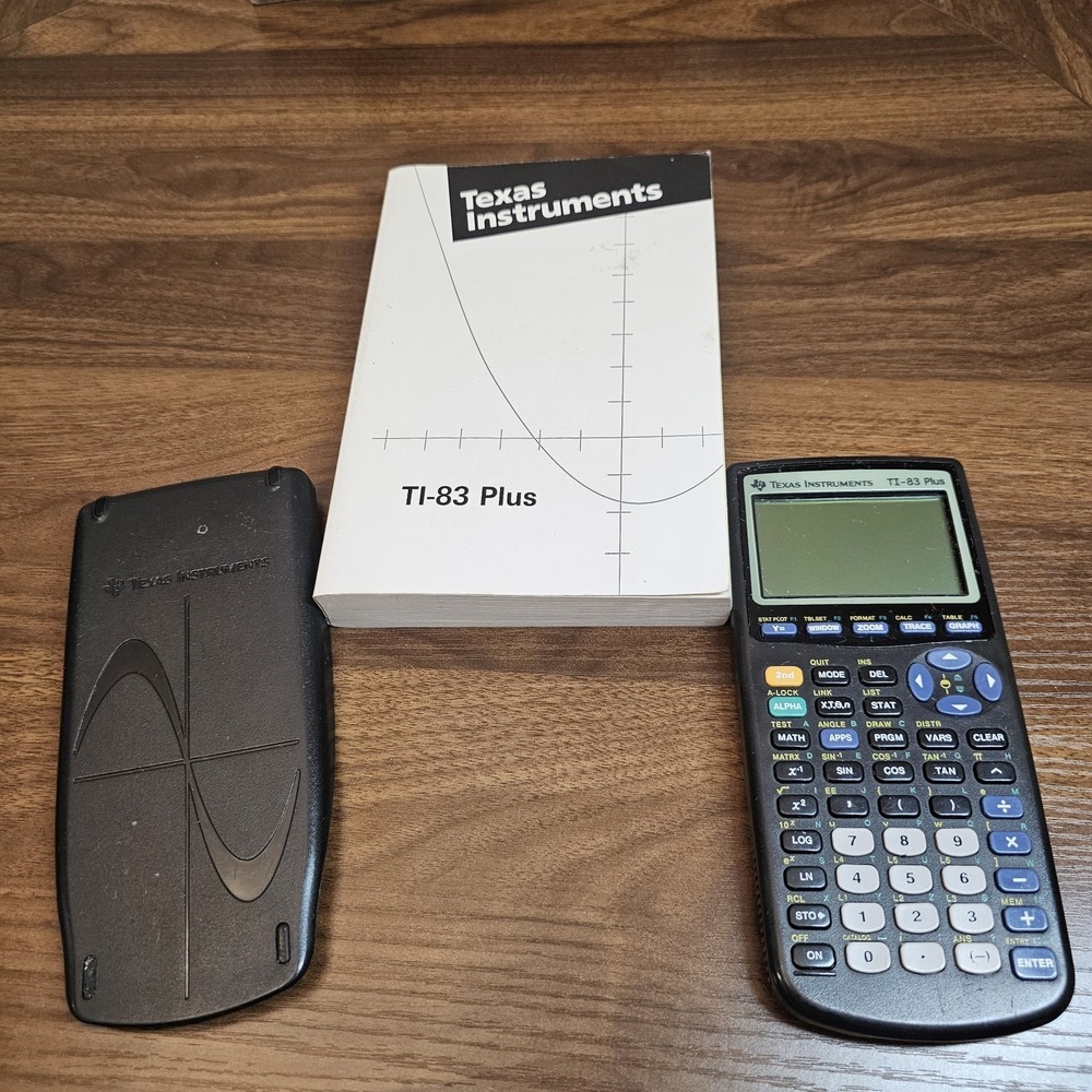 Texas Instruments TI-83 Plus Graphing Calculator w Cover Manual Tested